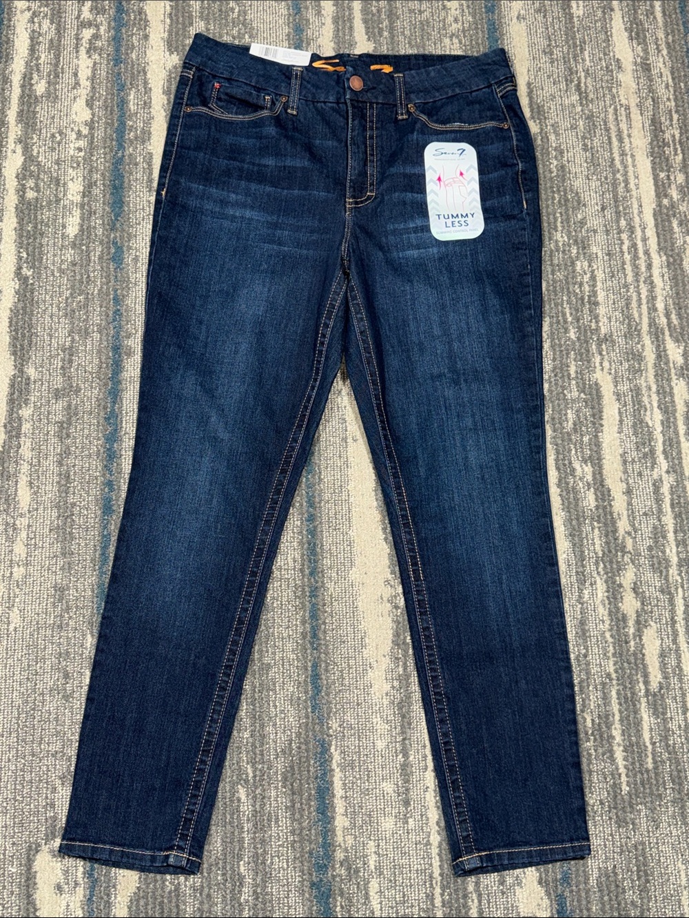 NWT Size 14 Seven7 High Rise Skinny Tummyless Dark Blue Jeans - Picture 3 of 7